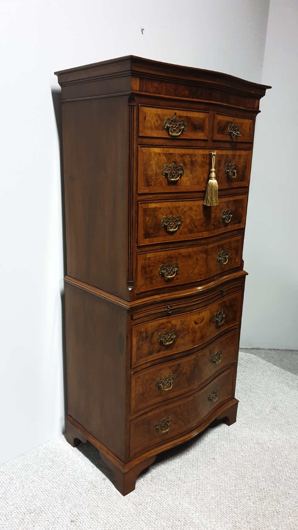 Burr Walnut Chest on Chest of Drawers View VII