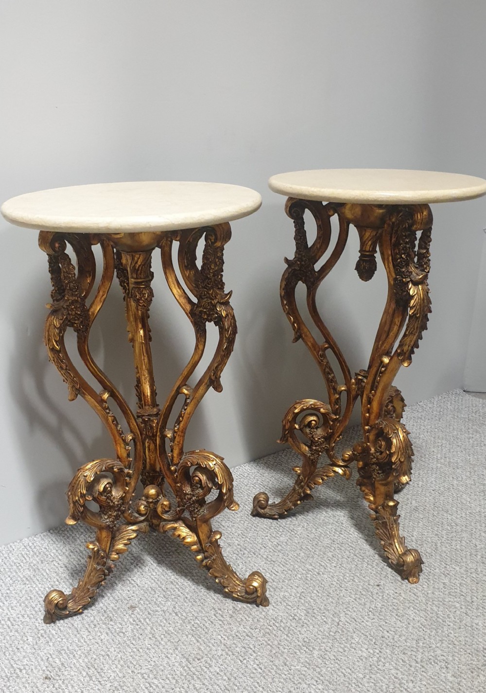 Pair Marble and Gilt Side Tables