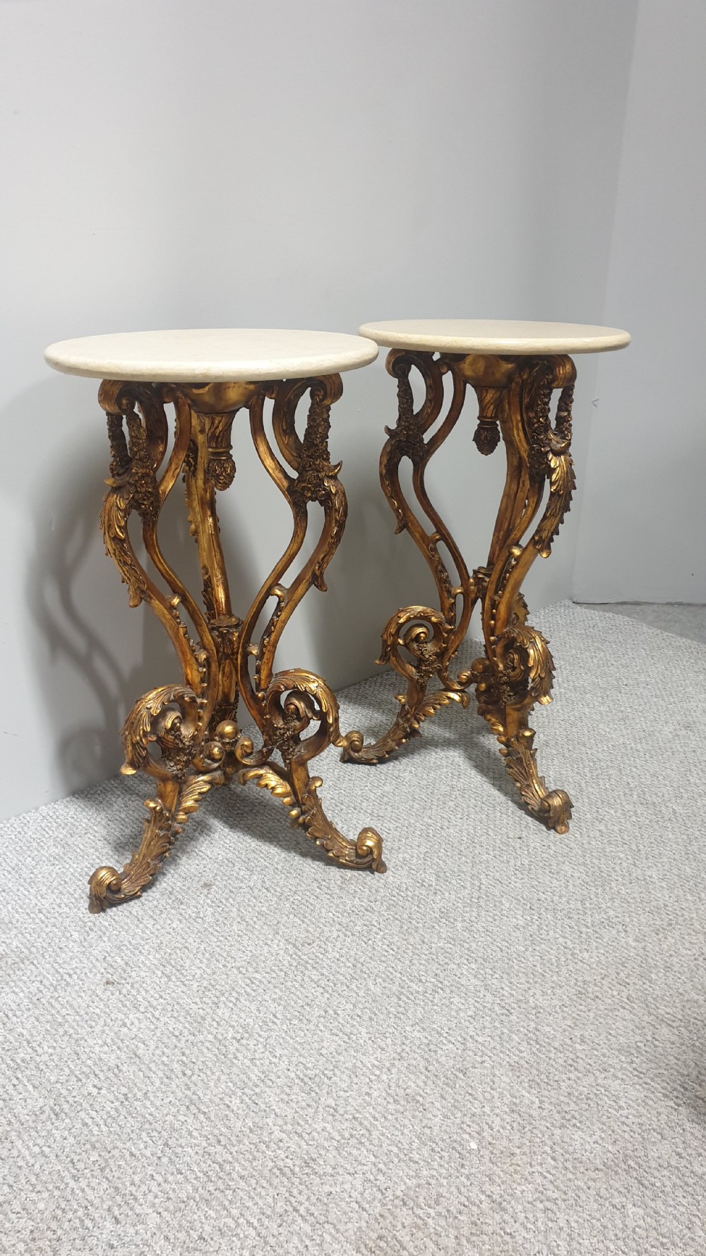 Pair Marble and Gilt Side Tables View II