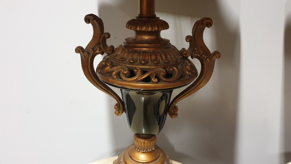 Pair Gilt and Black Table Lamps View V