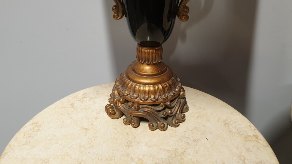 Pair Gilt and Black Table Lamps View VI