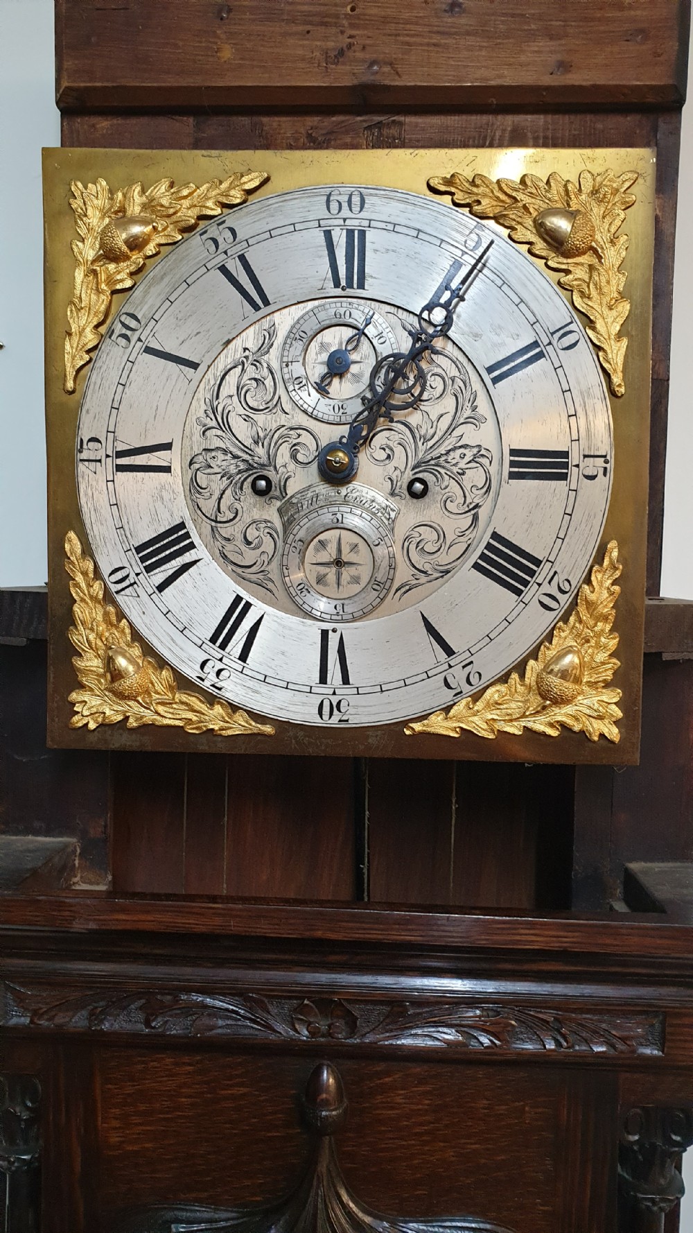 Outstanding Oak Grandfather Clock 'William Evans' View II
