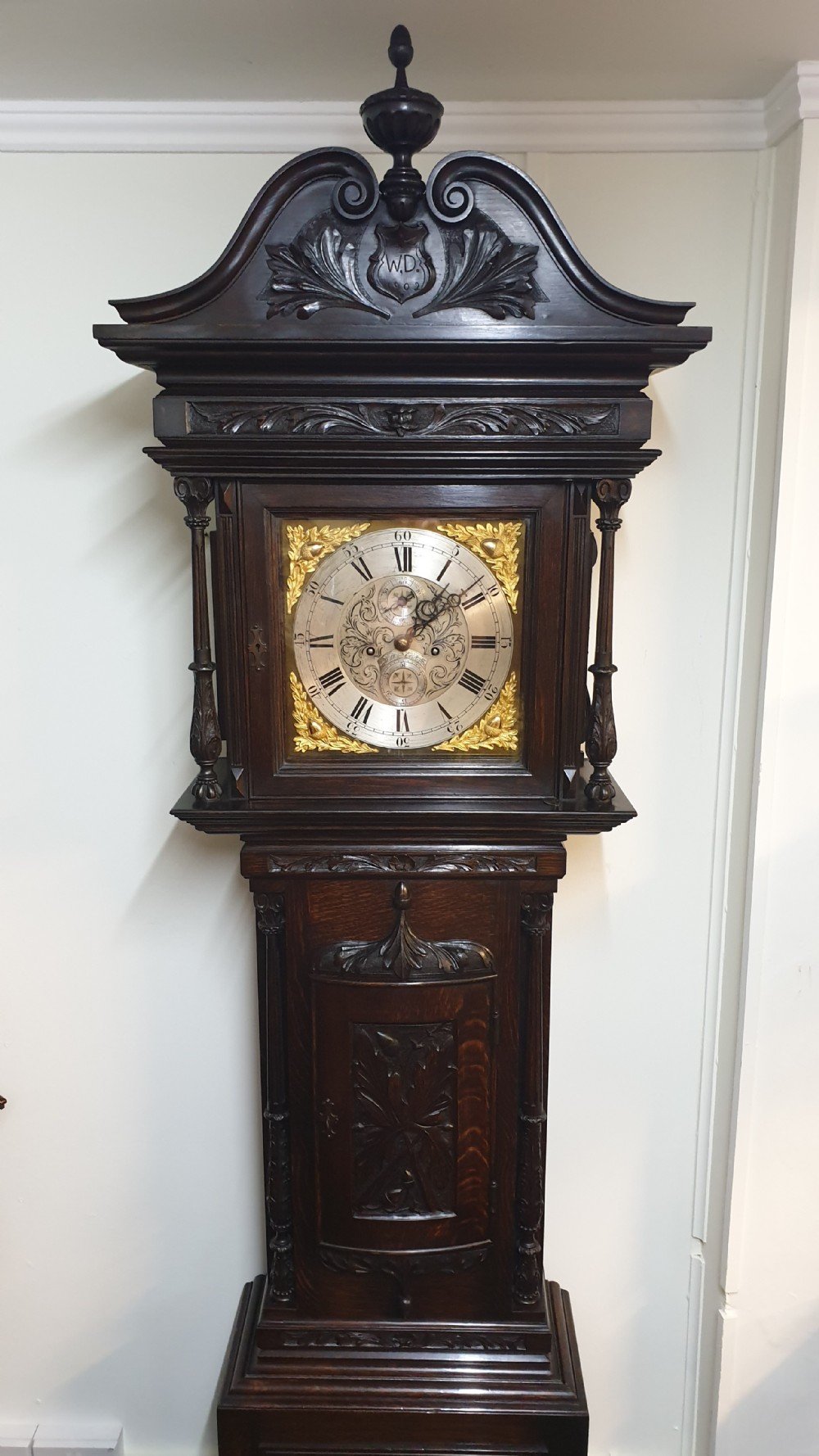 Outstanding Oak Grandfather Clock 'William Evans' View X
