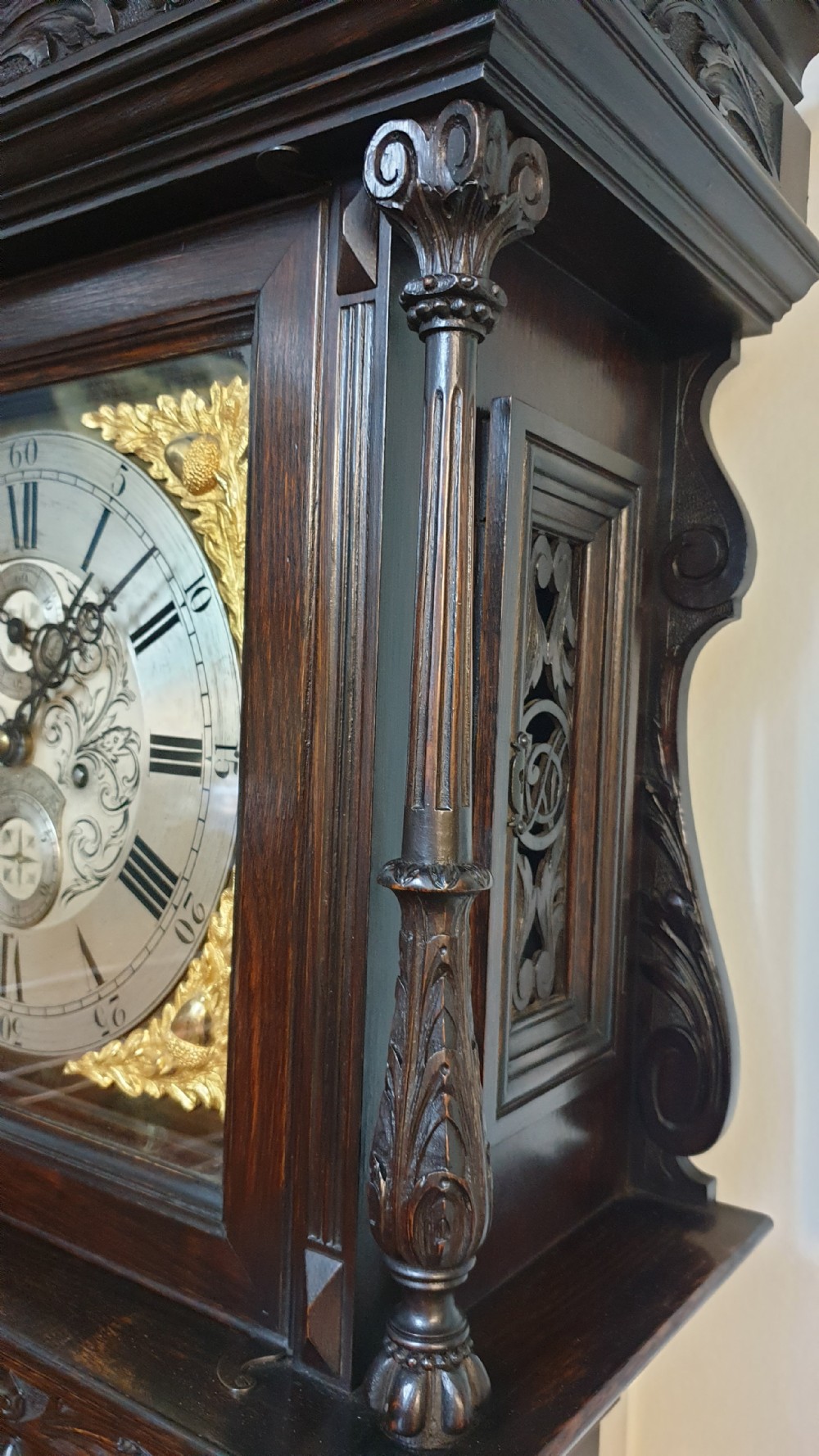 Outstanding Oak Grandfather Clock 'William Evans' View XII
