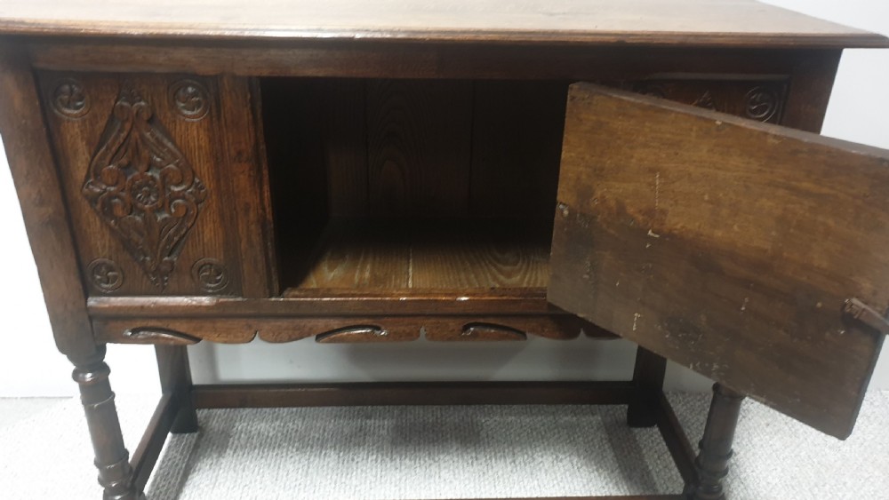 Carved Oak Side cabinet  of Small Proportions View IV