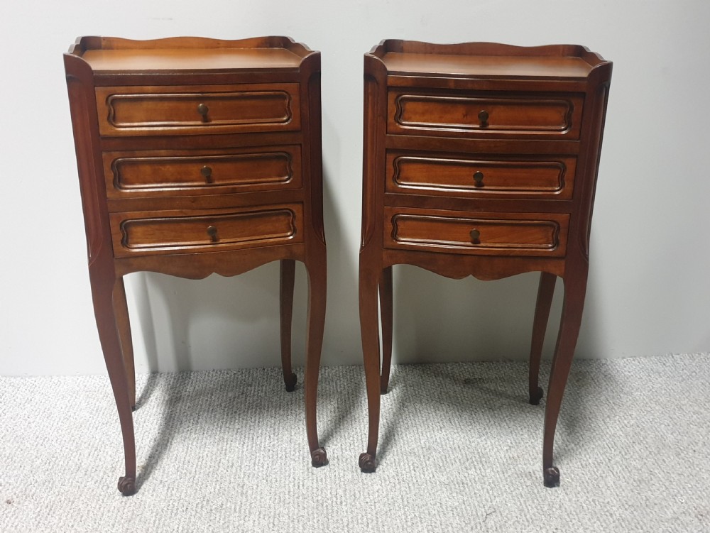 Pair French Mahogany Bedside Chests of Drawers View II