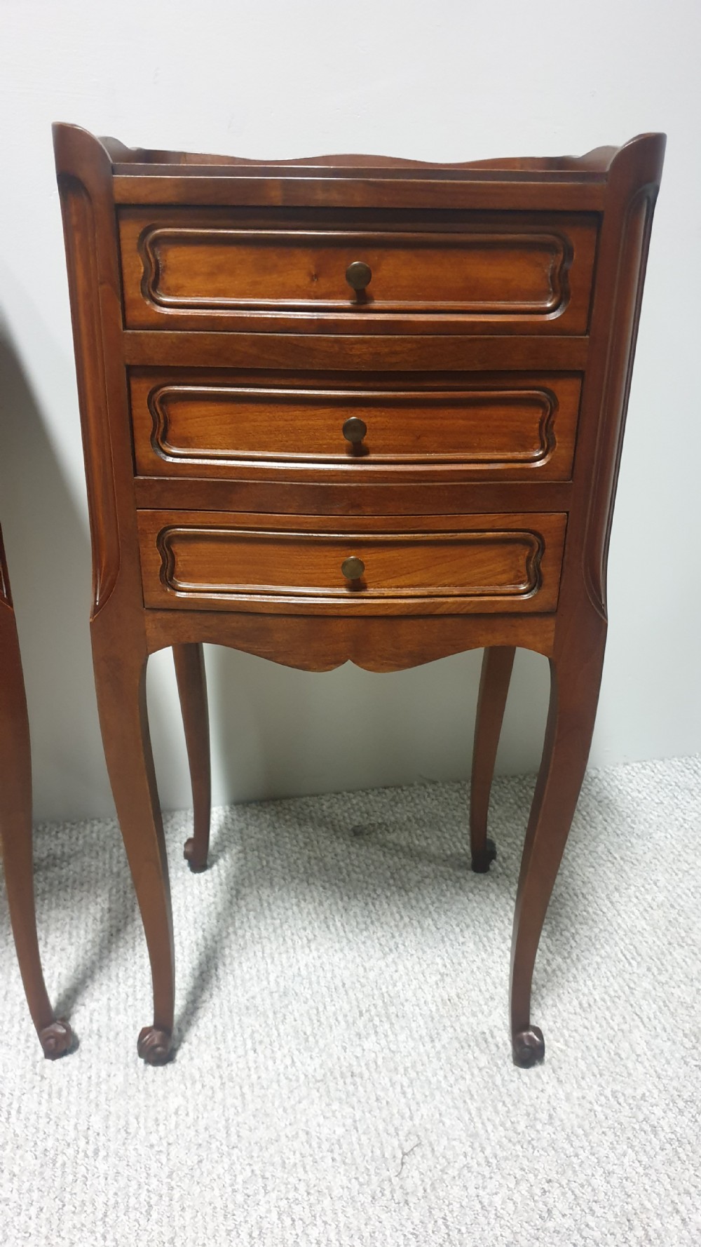 Pair French Mahogany Bedside Chests of Drawers View III