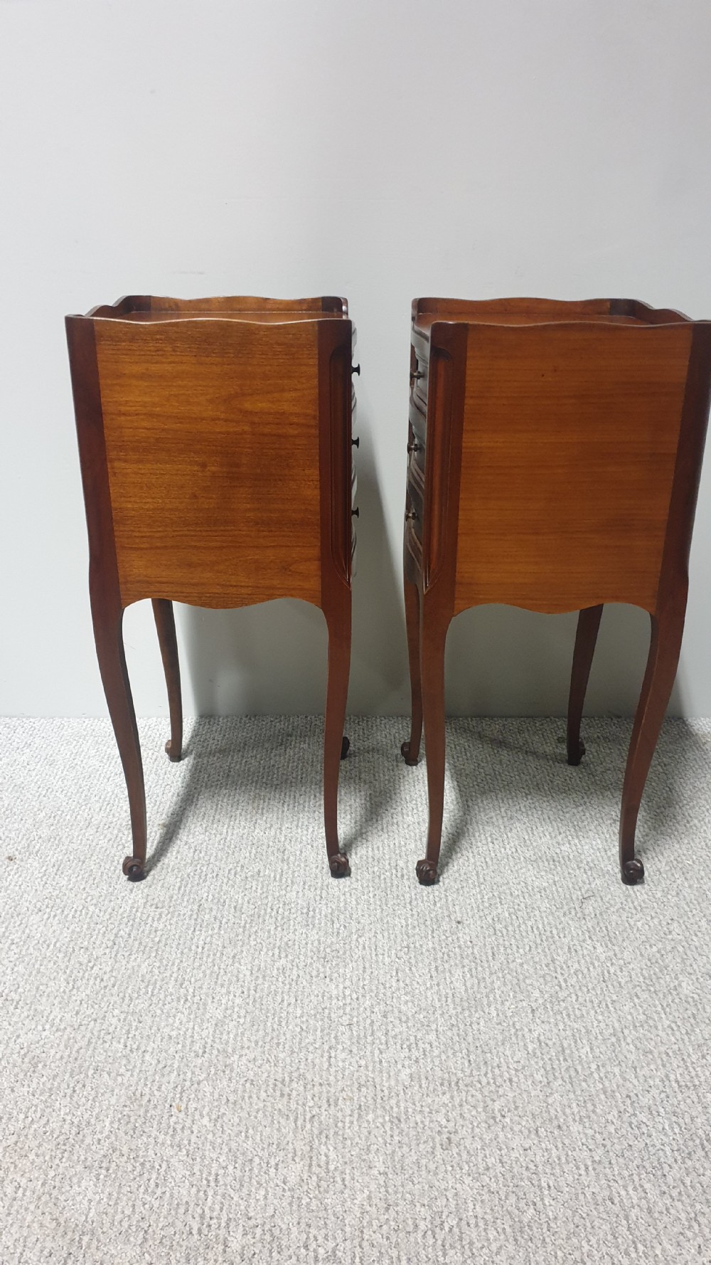 Pair French Mahogany Bedside Chests of Drawers View V