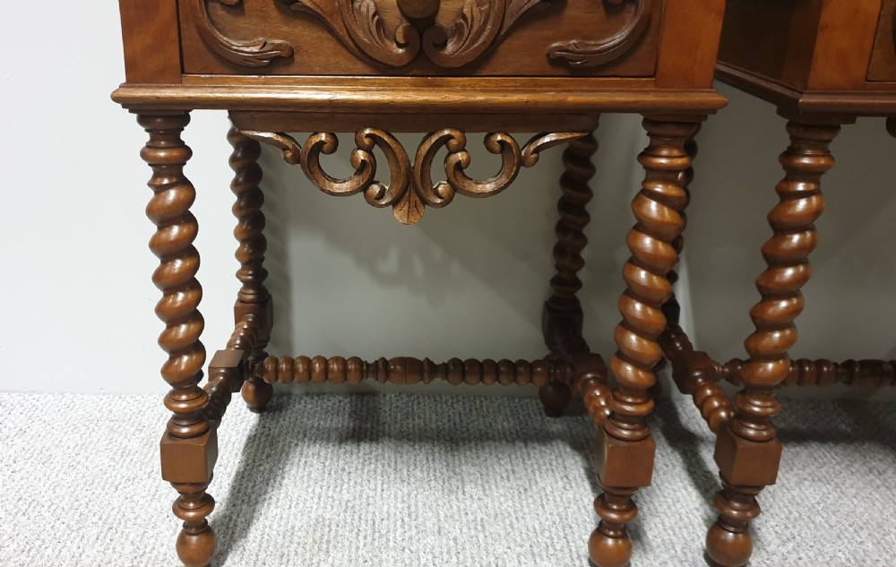Pair French Walnut Bedside Lamp Tables View V