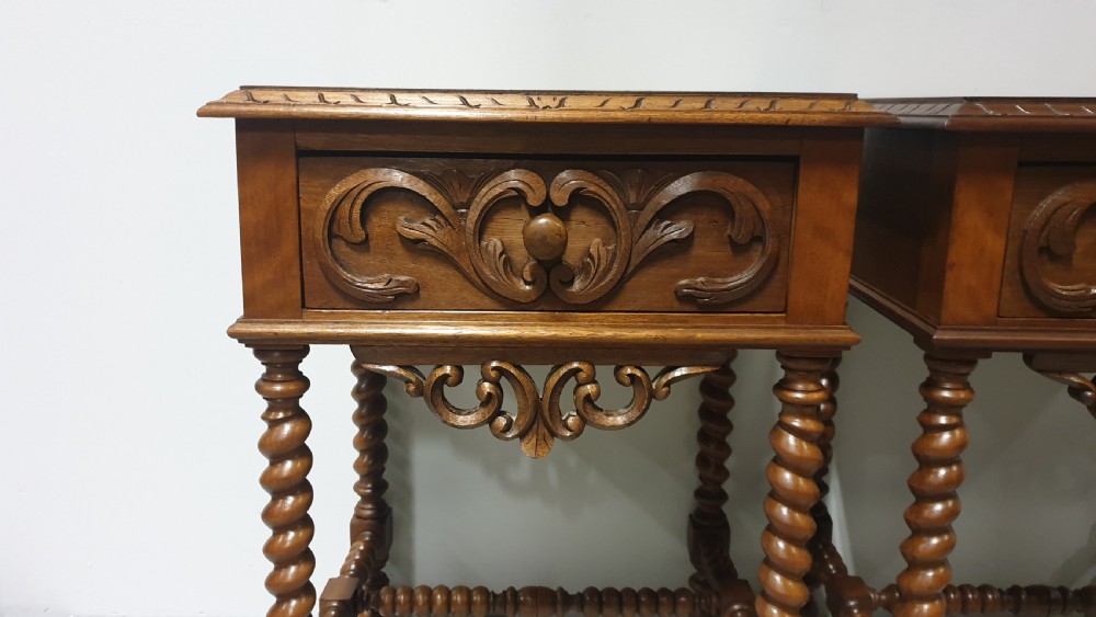 Pair French Walnut Bedside Lamp Tables View VI