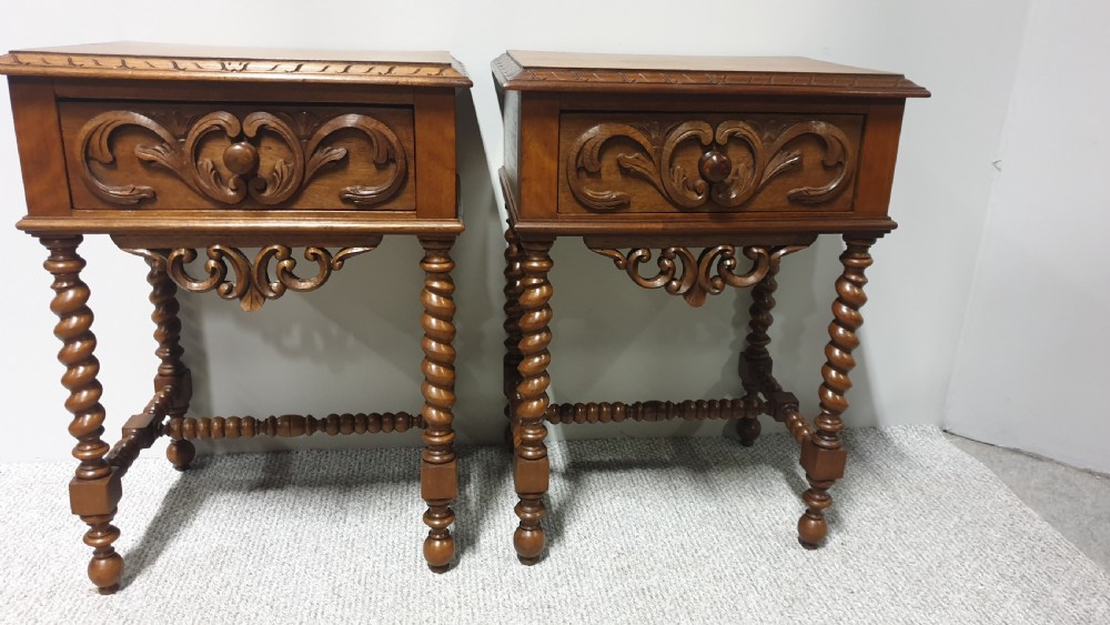 Pair French Walnut Bedside Lamp Tables View VIII