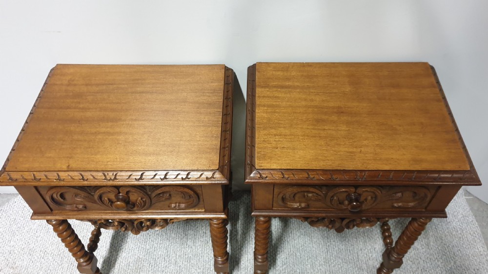 Pair French Walnut Bedside Lamp Tables View IX