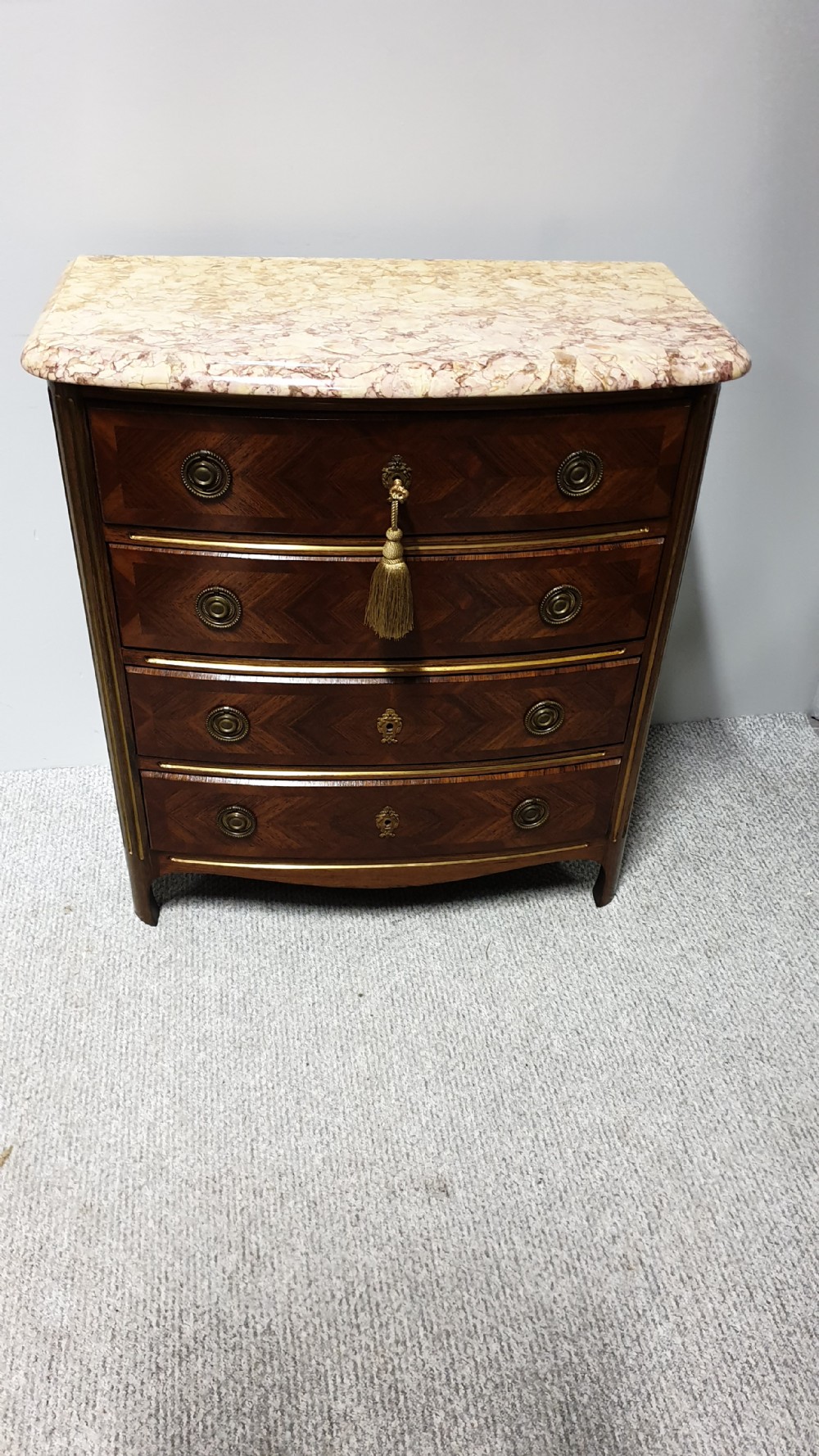 French Bow Front Commode Chest of Drawers of Small Proportions View II