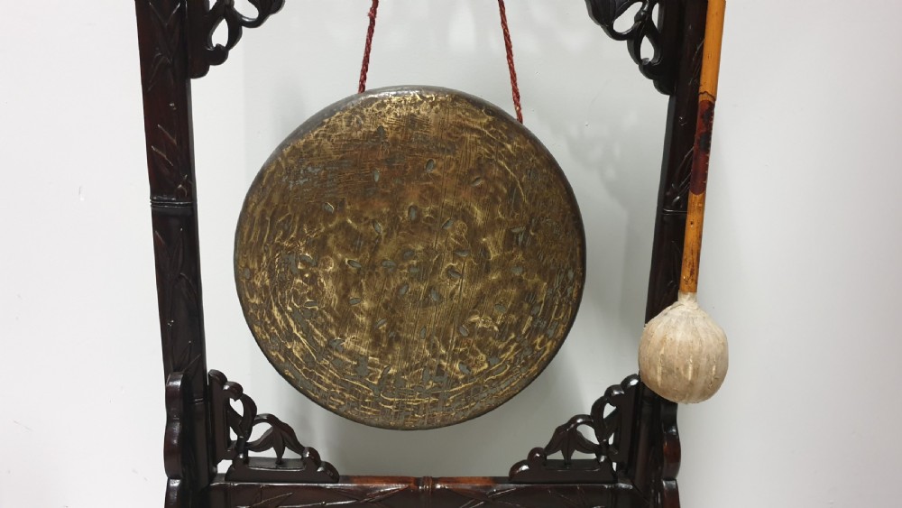 Oriental Gong in Paduke Wood View IV