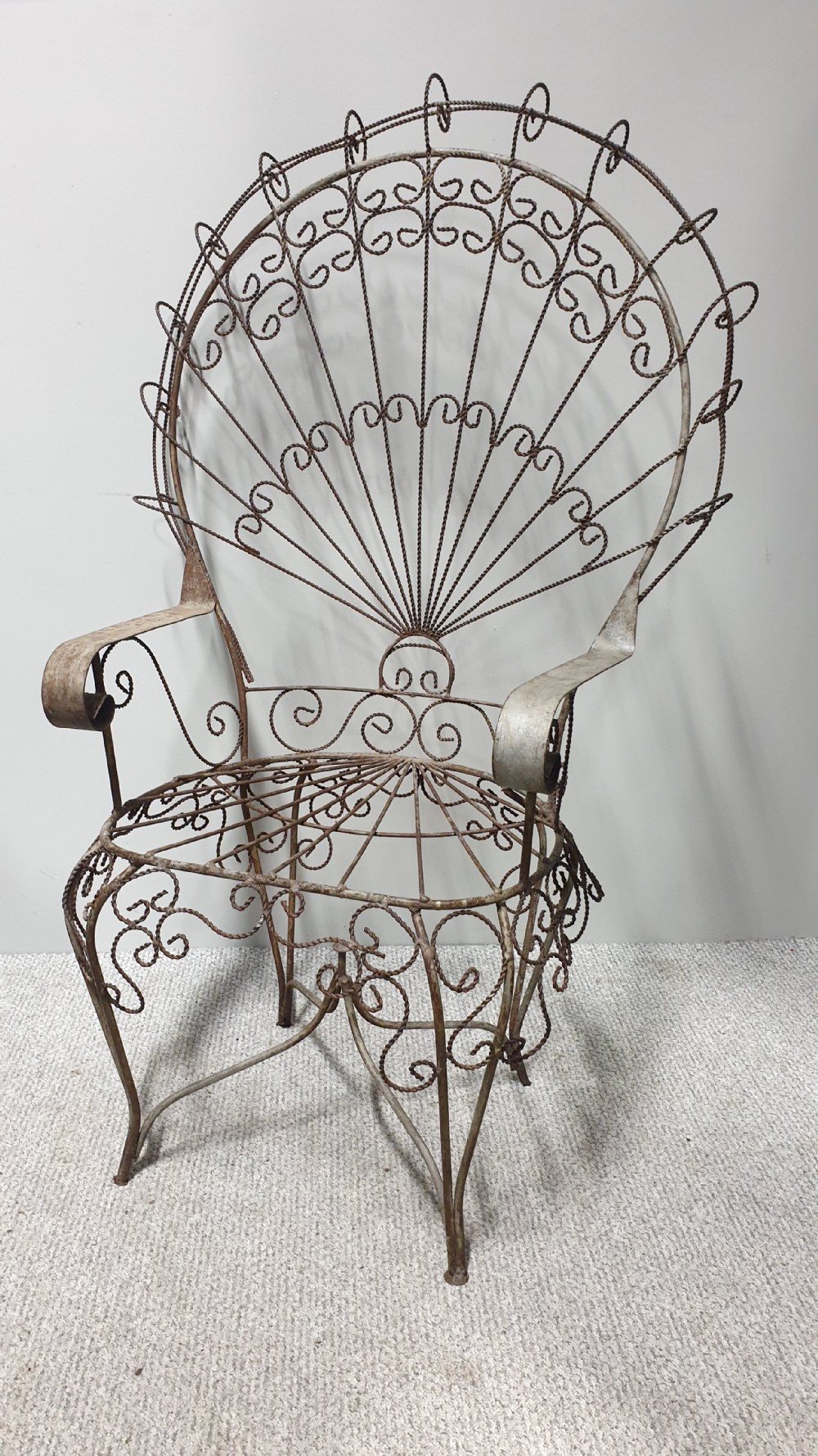 Superb Wrought Iron Peacock Chair by 'Salterini'