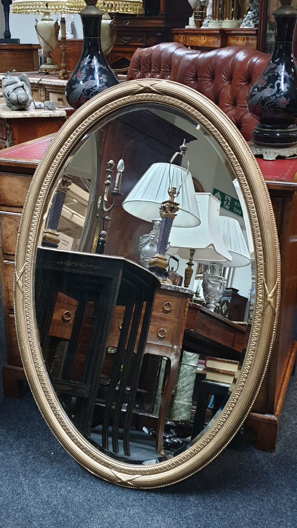 Large Edwardian Oval Gilt Mirror