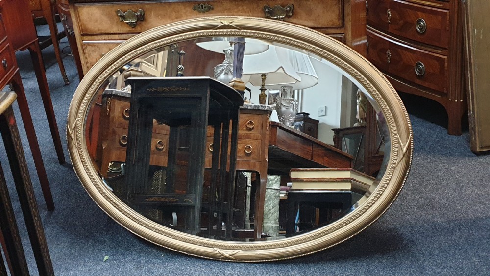 Large Edwardian Oval Gilt Mirror View IV