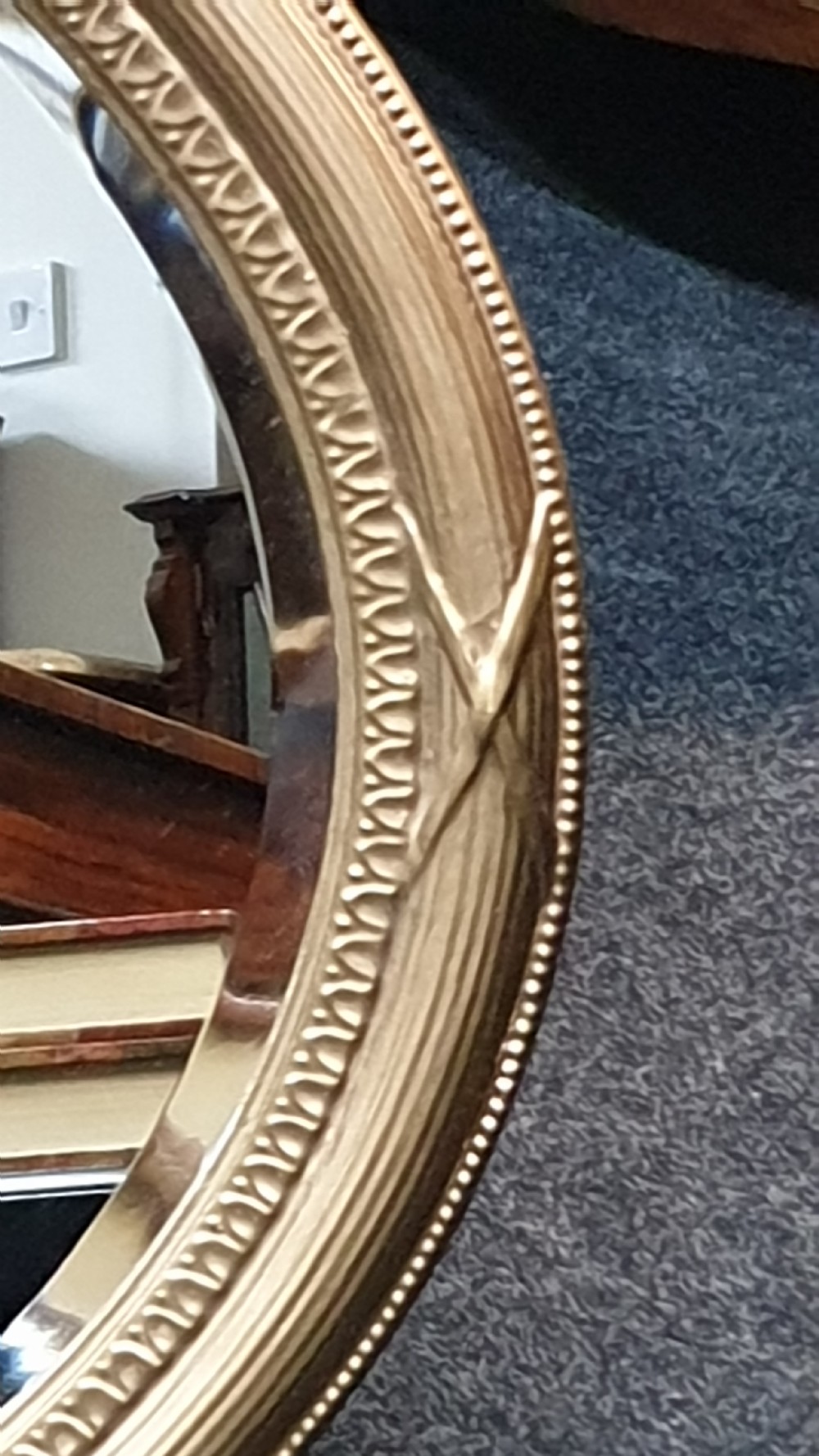 Large Edwardian Oval Gilt Mirror View V