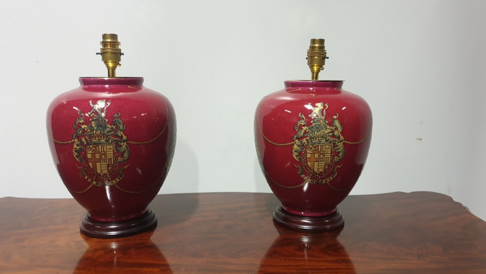 Pair Coat of Arms Lamp Bases