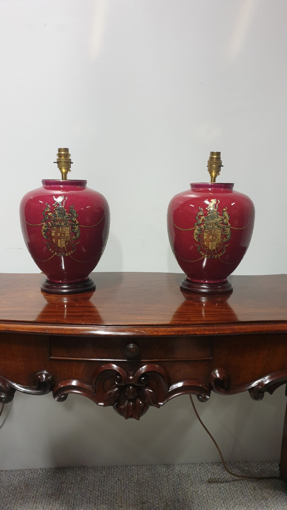 Pair Coat of Arms Lamp Bases View IV