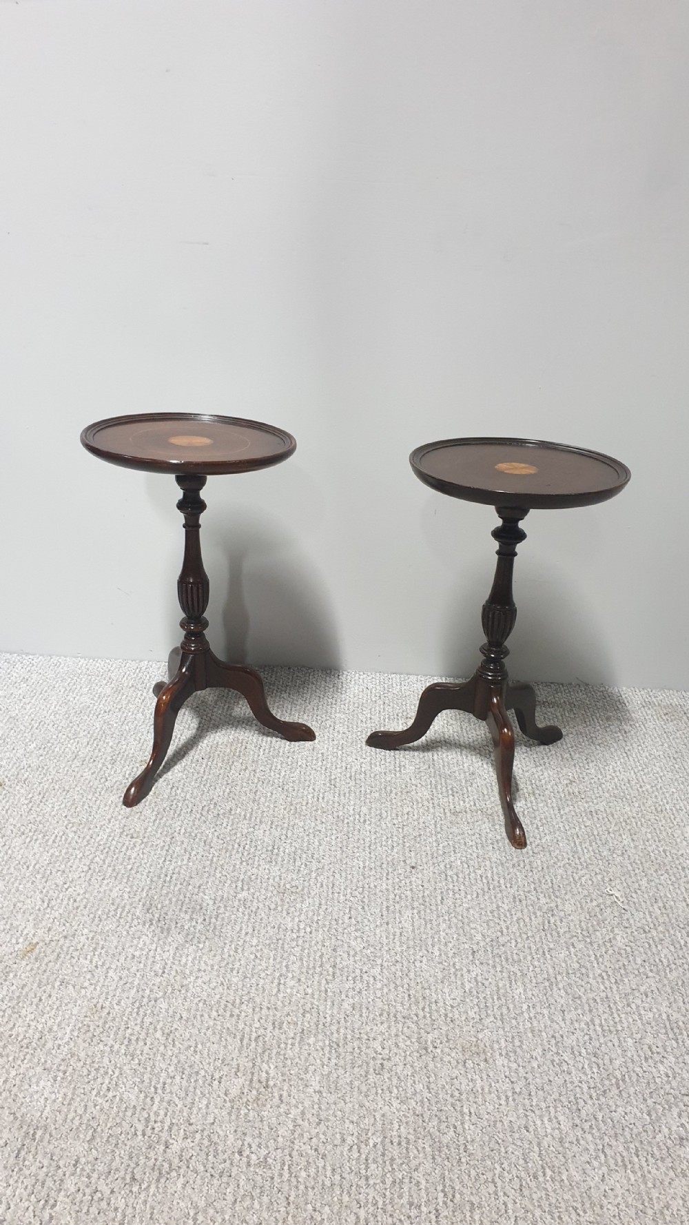 Pair Mahogany Inlaid Lamp Tables View II