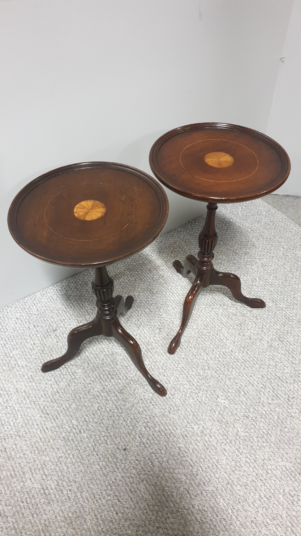 Pair Mahogany Inlaid Lamp Tables View VI