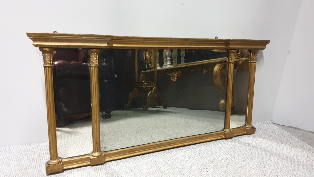 Regency Tryptic Gilt Overmantle Mirror