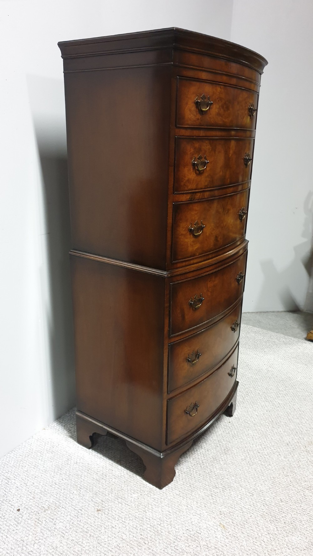 Burr Walnut Chest on Chest of Drawers View VI