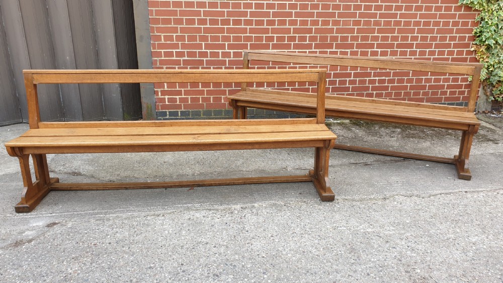 Superb Pair Oak Benches