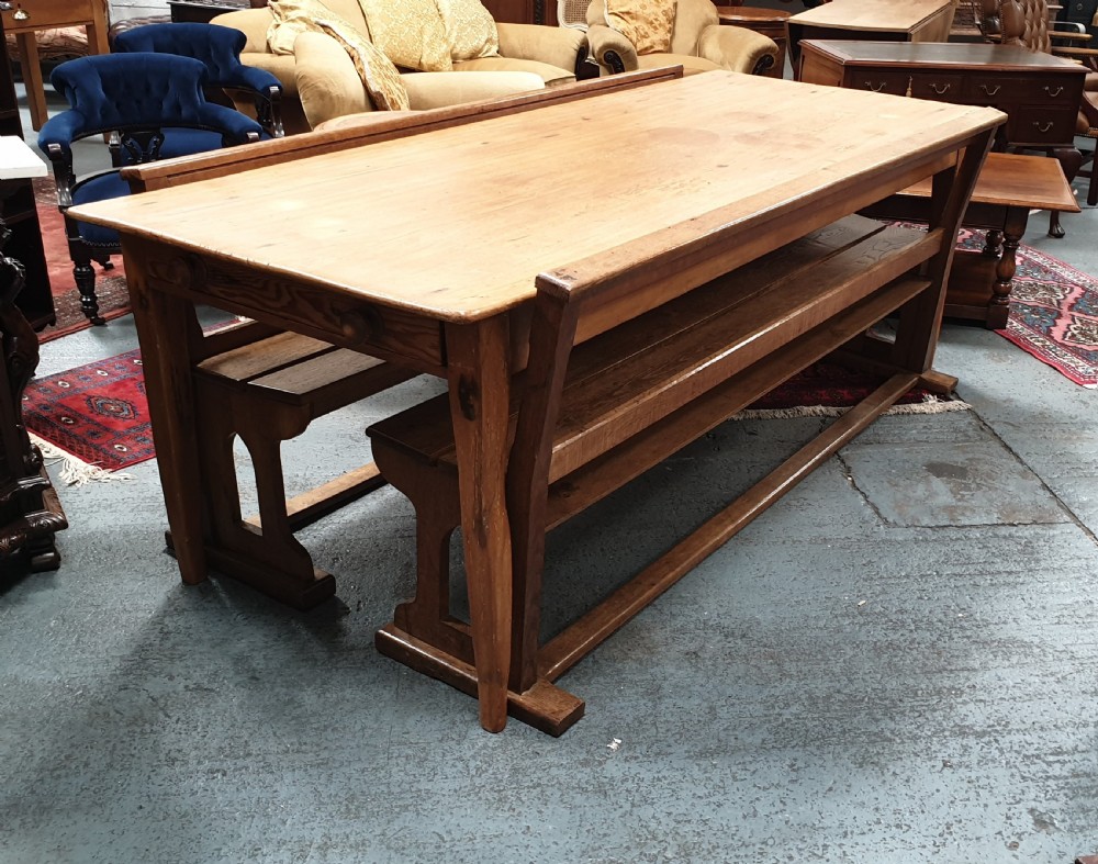 Superb Pair Oak Benches View VIII
