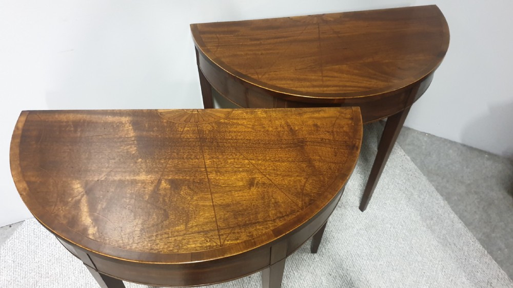 Pair Georgian Inlaid Console Tables View II