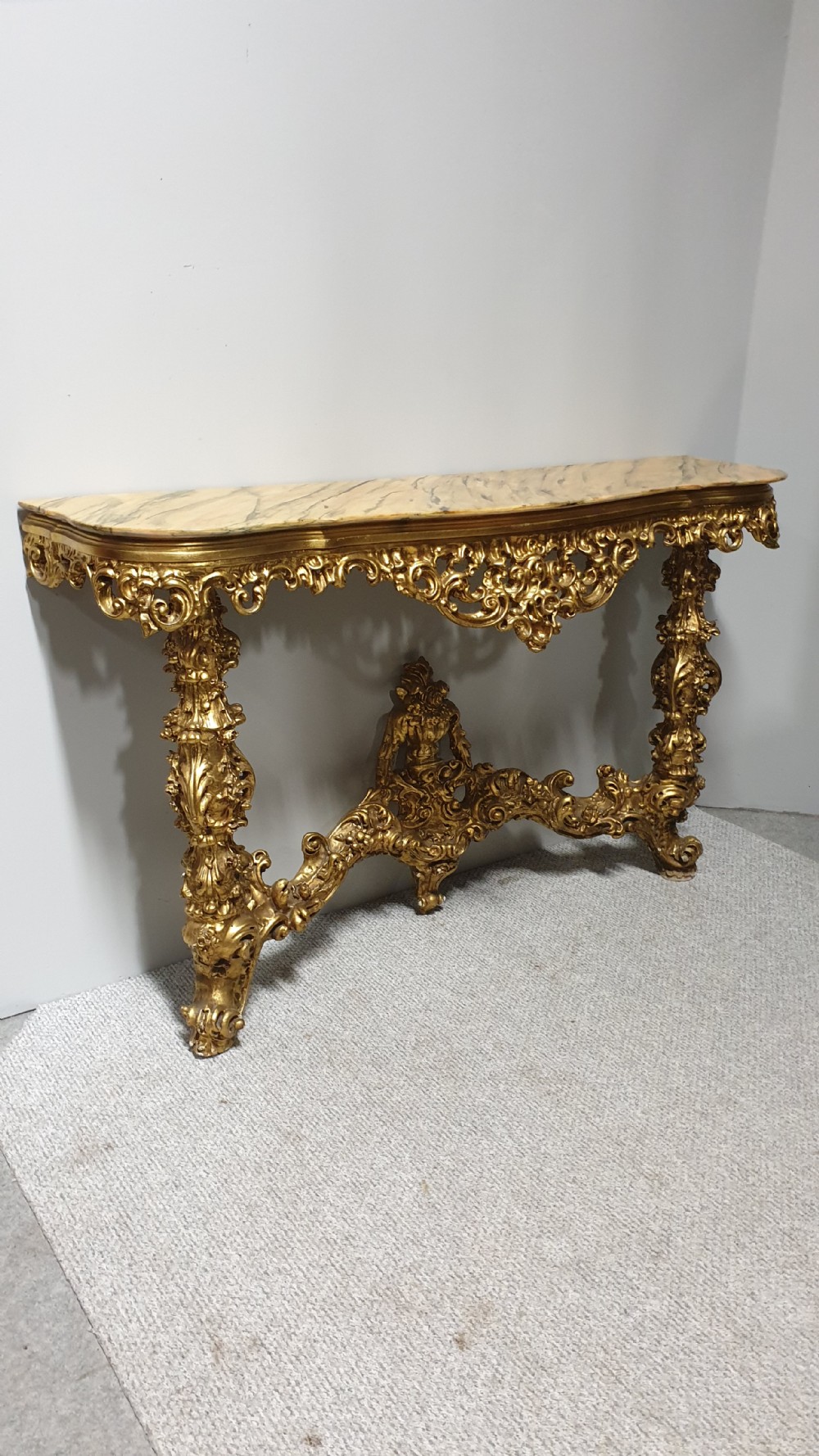 French Carved Wood Gilt Console Table View II