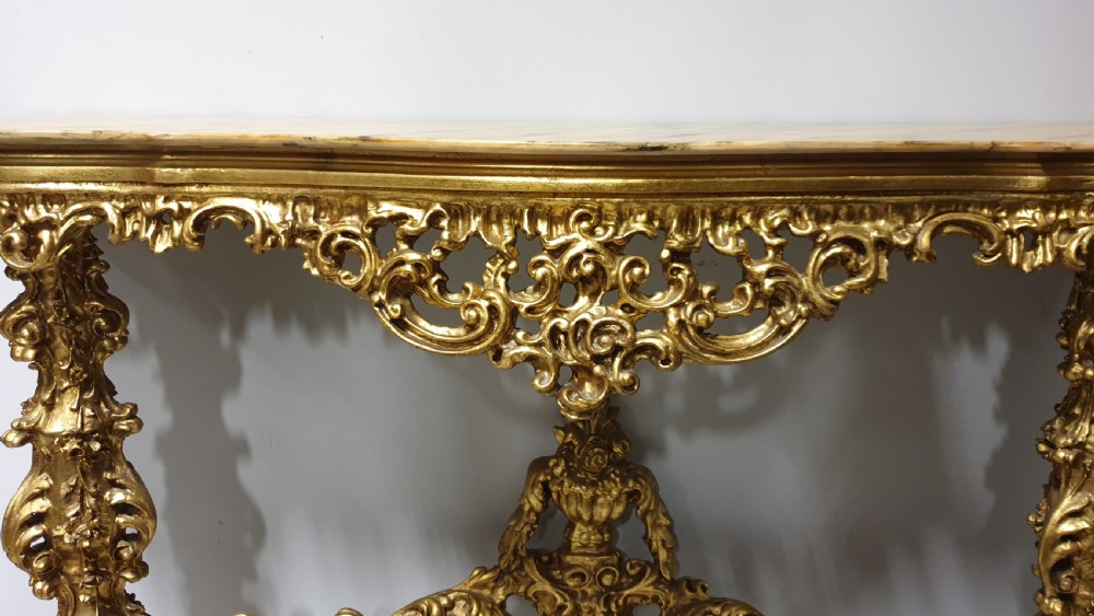 French Carved Wood Gilt Console Table View V