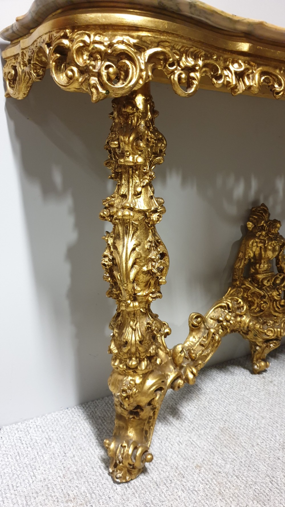 French Carved Wood Gilt Console Table View VII