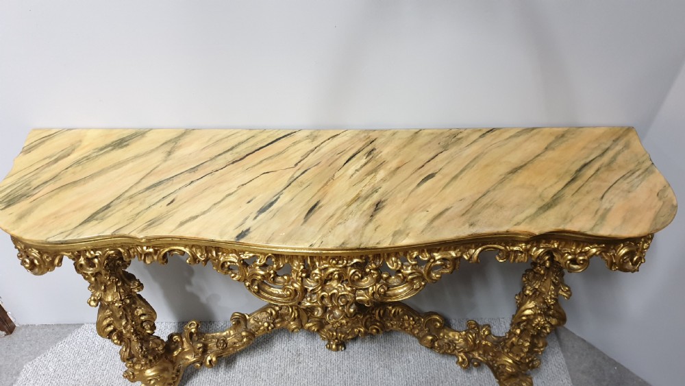 French Carved Wood Gilt Console Table View VIII