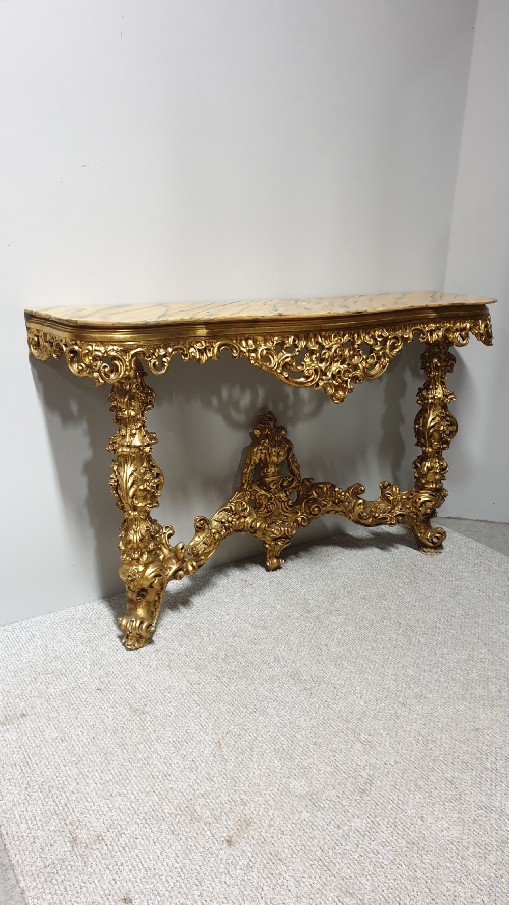 French Carved Wood Gilt Console Table View XI