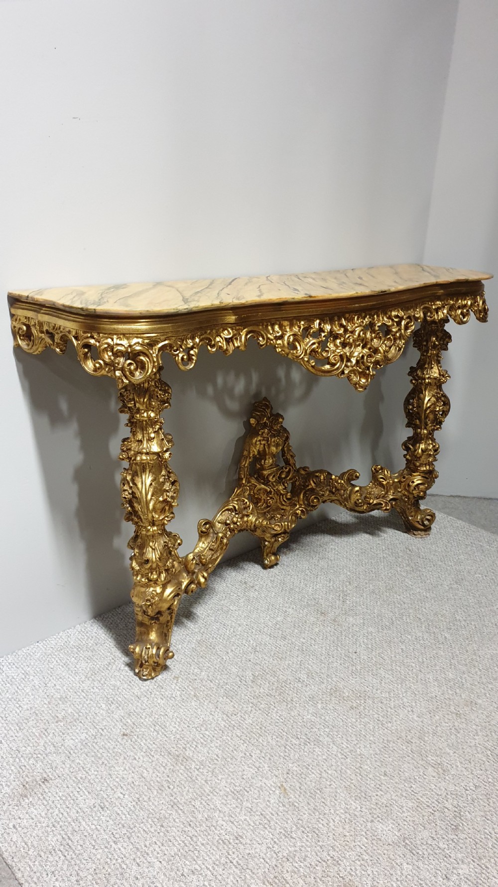 French Carved Wood Gilt Console Table View XII