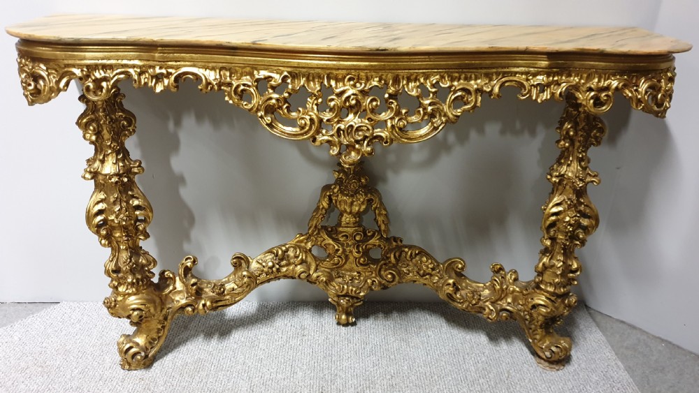 French Carved Wood Gilt Console Table View XIV