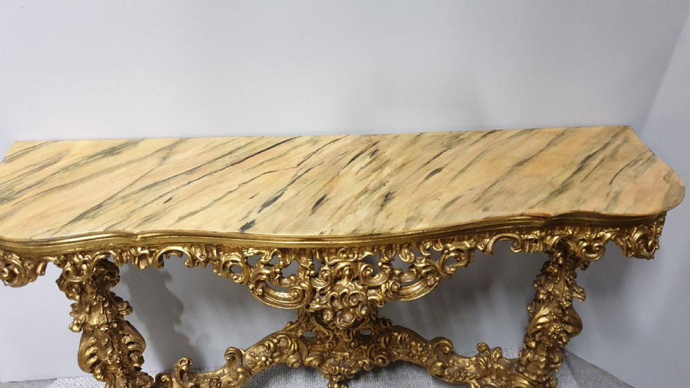 French Carved Wood Gilt Console Table View XV