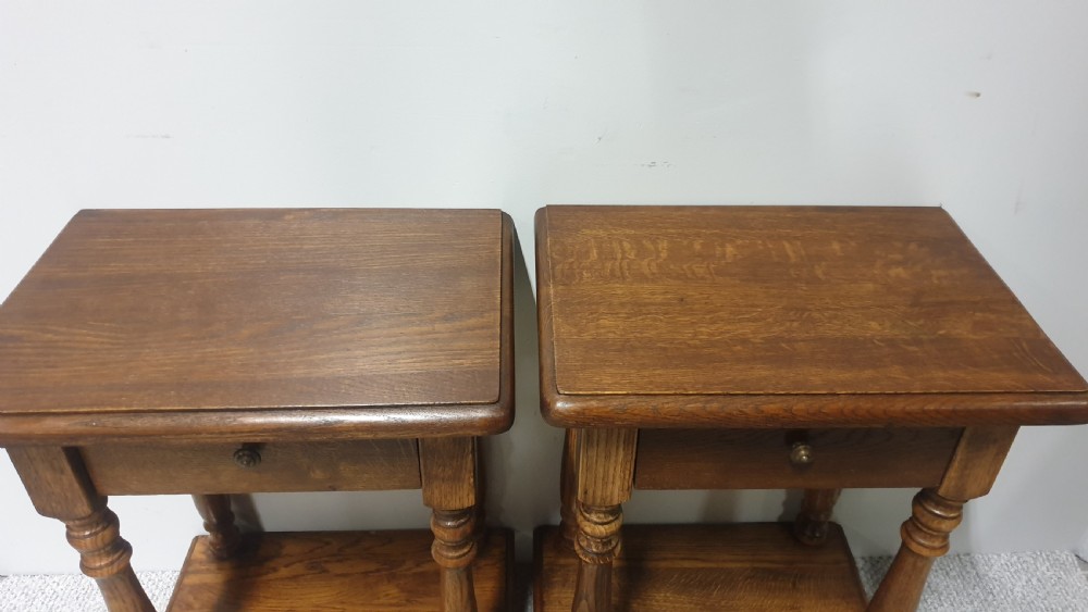 Pair Oak Bedside Lamp Tables View IV