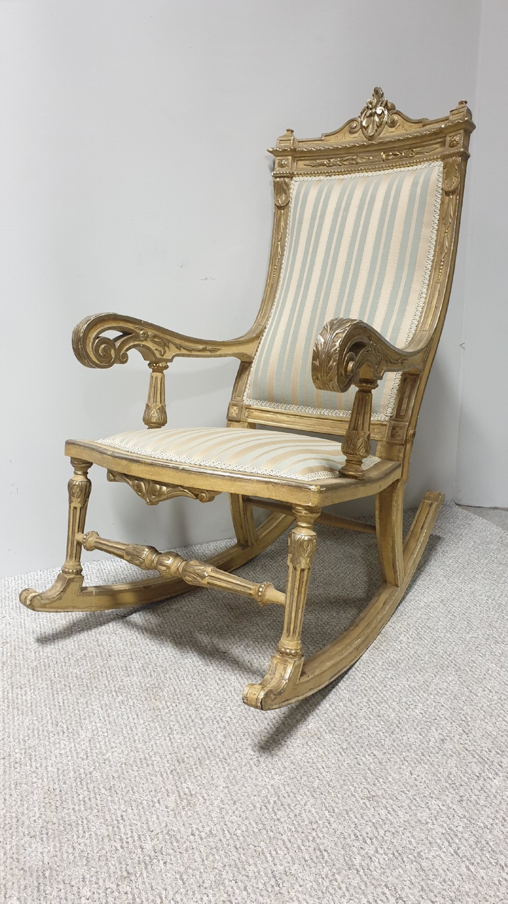 Pair Regency Painted and Parcel Gilt Rocking Chairs View XIV