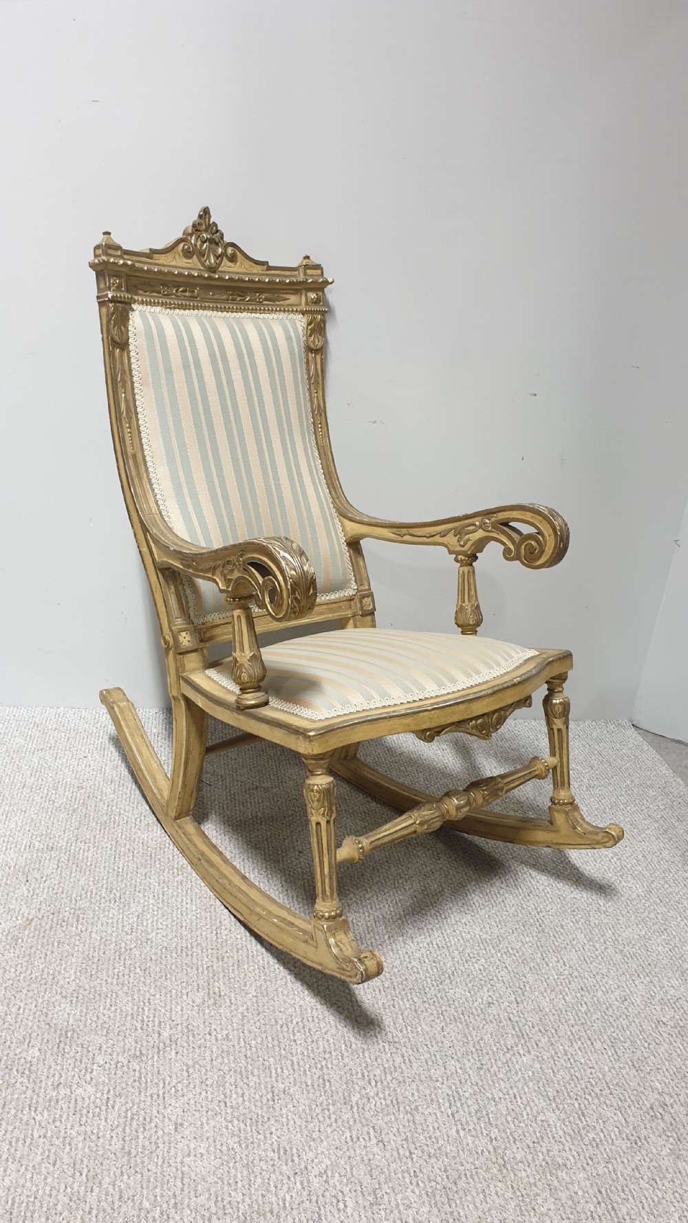 Pair Regency Painted and Parcel Gilt Rocking Chairs View XVI
