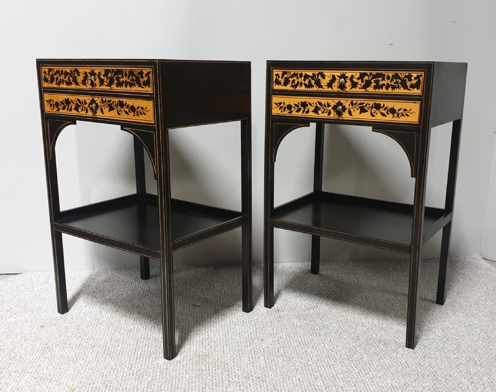 Pair Painted Lamp Side Tables