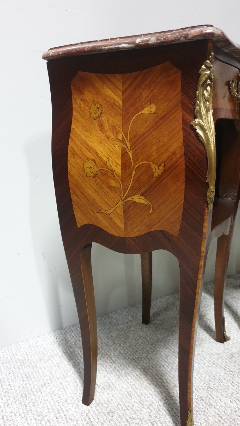 Superior Pair French Bedside Lamp Chests of Drawers View VI