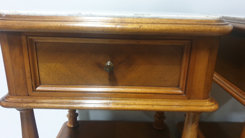 Pair French Walnut Bedside Lamp Cabinets View V