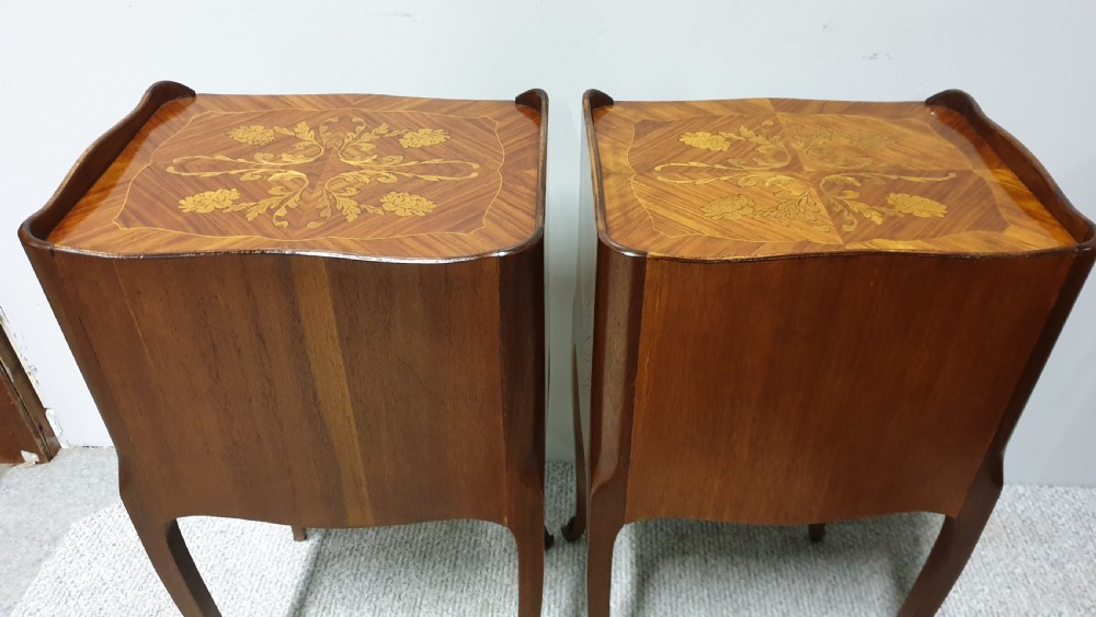French Marquetry Bedside Lamp Tables View VII