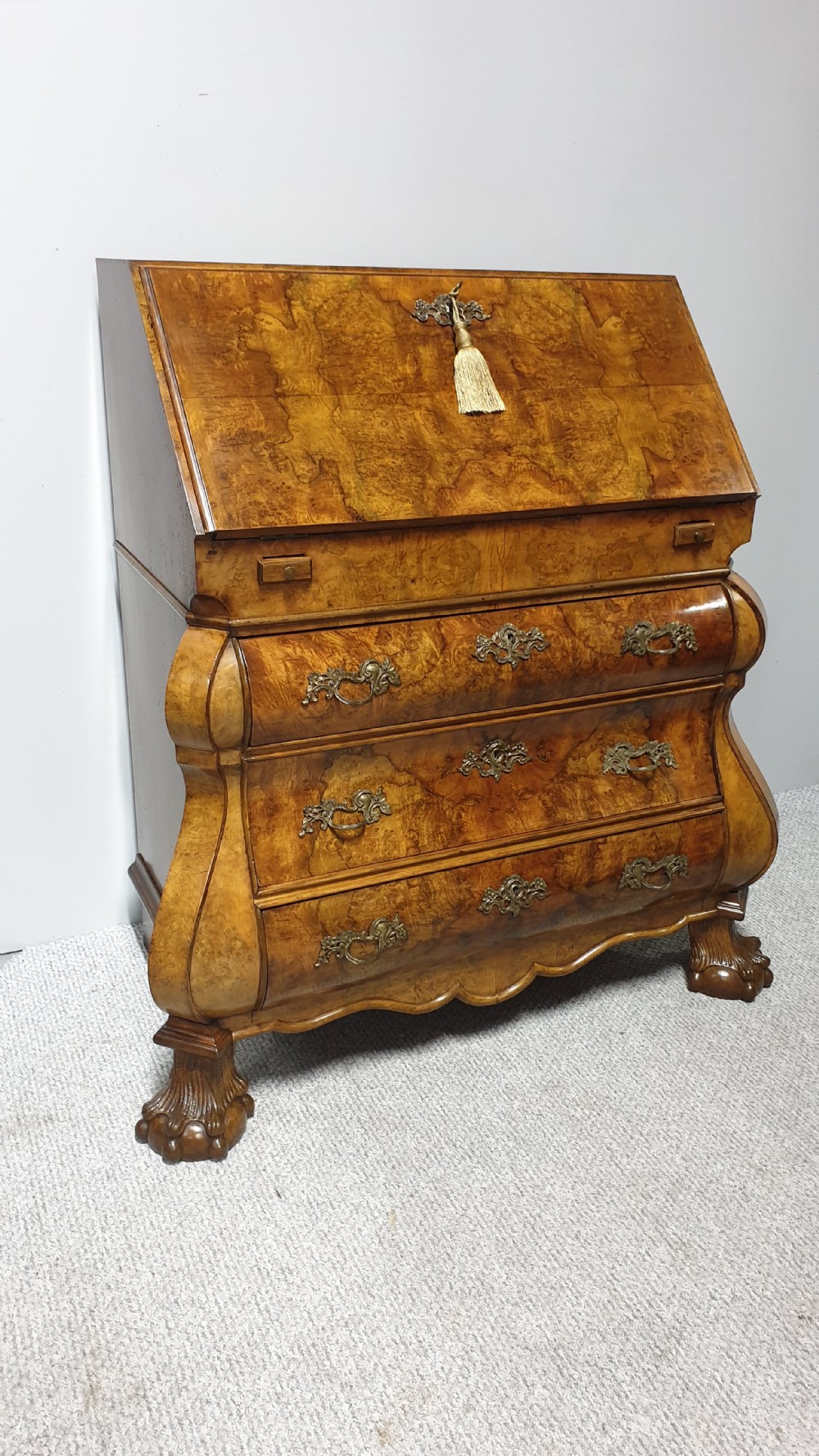 Outstanding Burr Walnut Serpentine Bureau