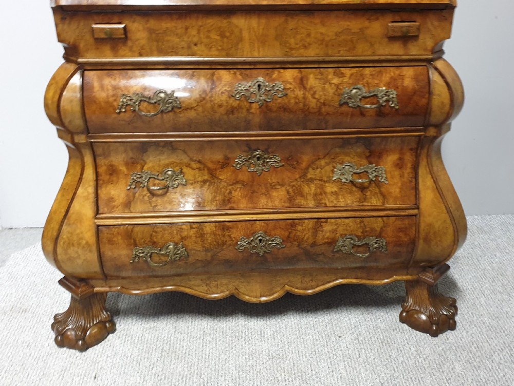 Outstanding Burr Walnut Serpentine Bureau View II