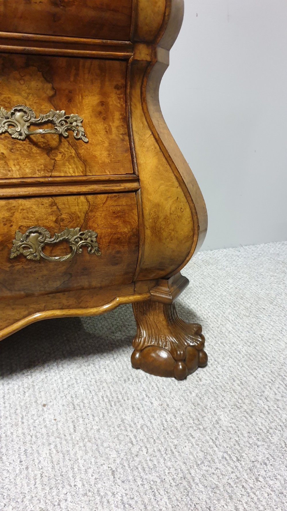 Outstanding Burr Walnut Serpentine Bureau View IV