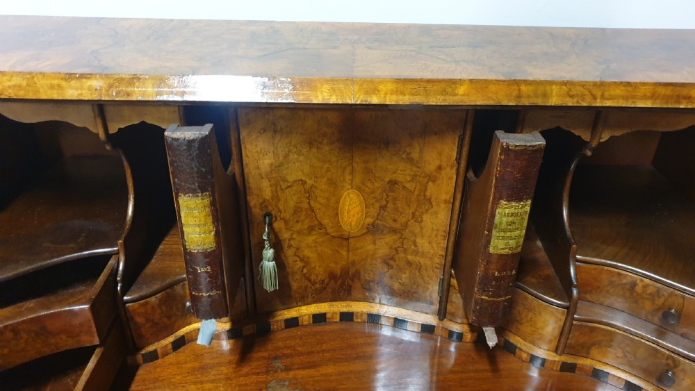 Outstanding Burr Walnut Serpentine Bureau View XI